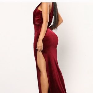 Velvet One Shoulder Burgundy Stylish Dress